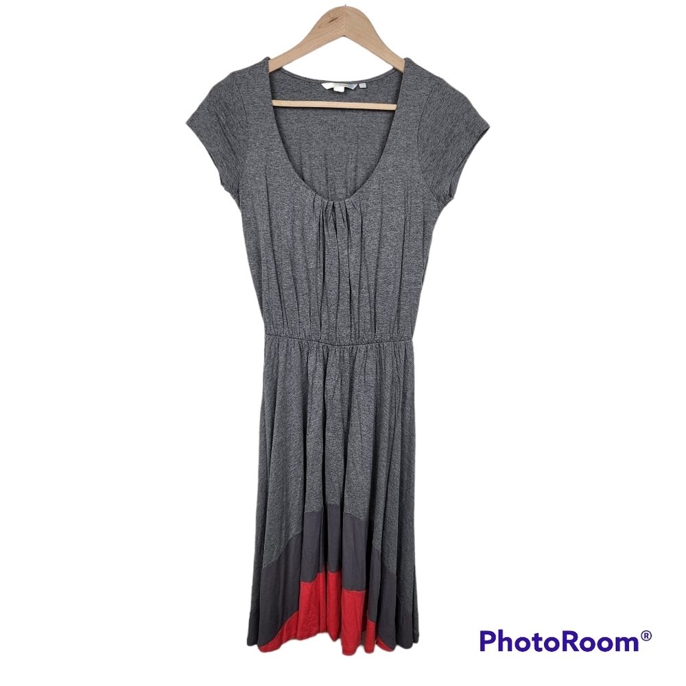 Boden Grey Midi Dress with Red Accent